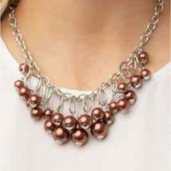 Paparazzi Metallic Brown and Silver Beaded Necklace - Picture 1 of 4